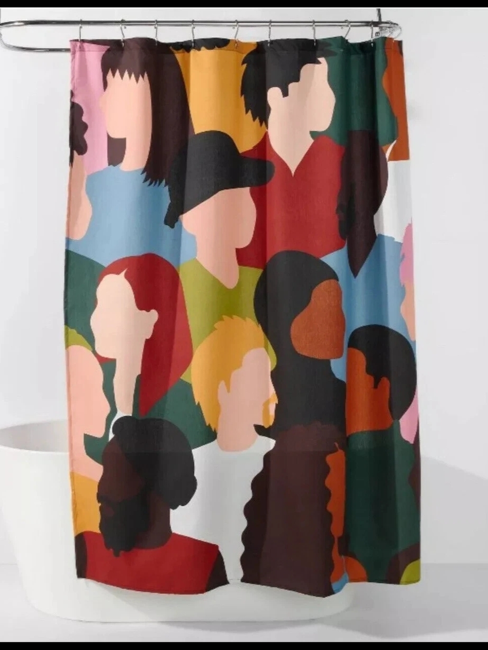 NWOT Room Essentials Multicolor People Shower Curtain with Playful Pattern
